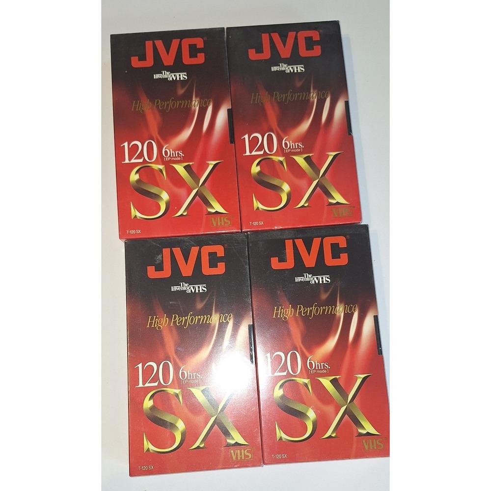 Lot of 4 JVC SX 120 High Performance VHS T-120 Blank Video Cassette Tapes Sealed